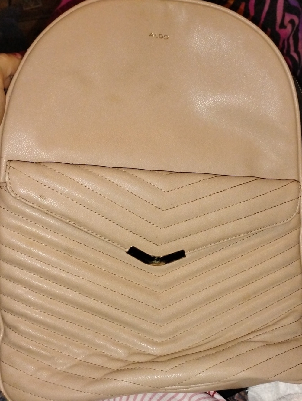 ALDO Cream Quilted Leather Backpack